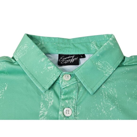 Sunday Swagger Tropical Polo Shirt Men's Large Colorful Green Performance Golf - Picture 4 of 12
